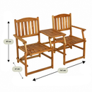 Garden Bench Loveseat Set 2 Persons Acacia Wood With Table Parasol Hole Foldable 141x61x87 cm