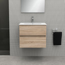 Bathroom furniture set Cancun 60 Oak - 2 Drawers with sink and mirror by Futurbath