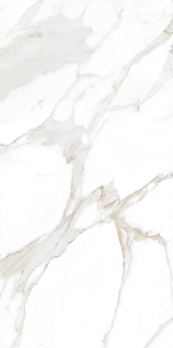 Vloertegel Calacatta Jade Wit 60x120 cm Rechthoek – Porselein Hoogglans Gerectificeerd – Marmerlook met Grijze Adering