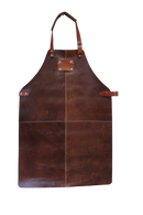 Leather BBQ apron brown premium wet. 4-piece