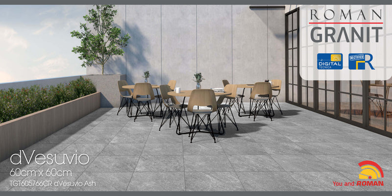 Garden tile Vesuvio ash 60x60x2 cm