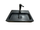 Lave-mains Karl Pierre Bleue Robinet Central Noir Mat Robinet 37x24cm