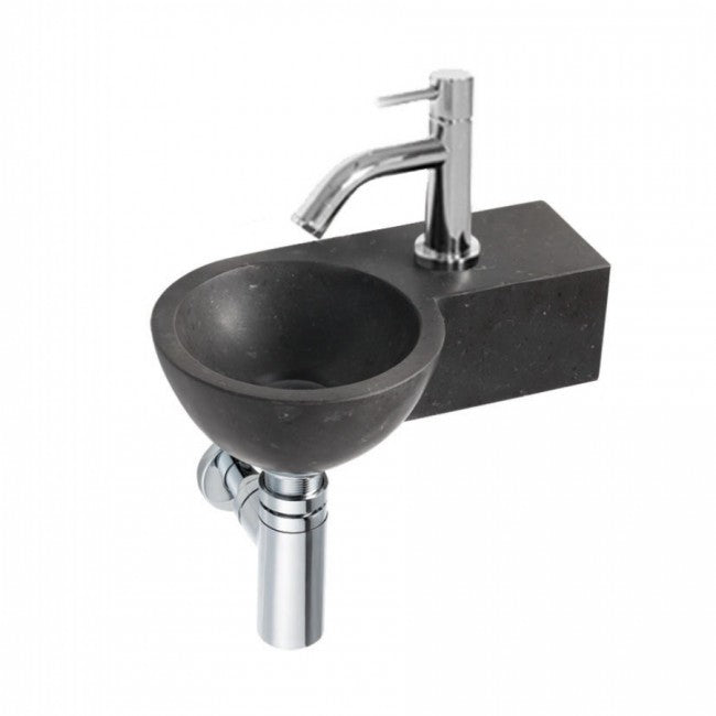 Complete Fountain Set Tomas Natural Stone with Silver Tap and Drain Set by L'Aqua®