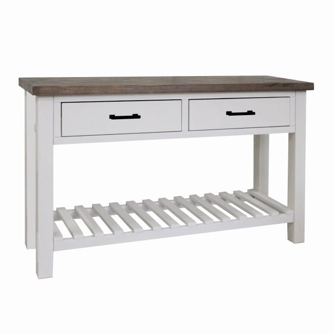 Side table 2 drawers white 130x40x75cm