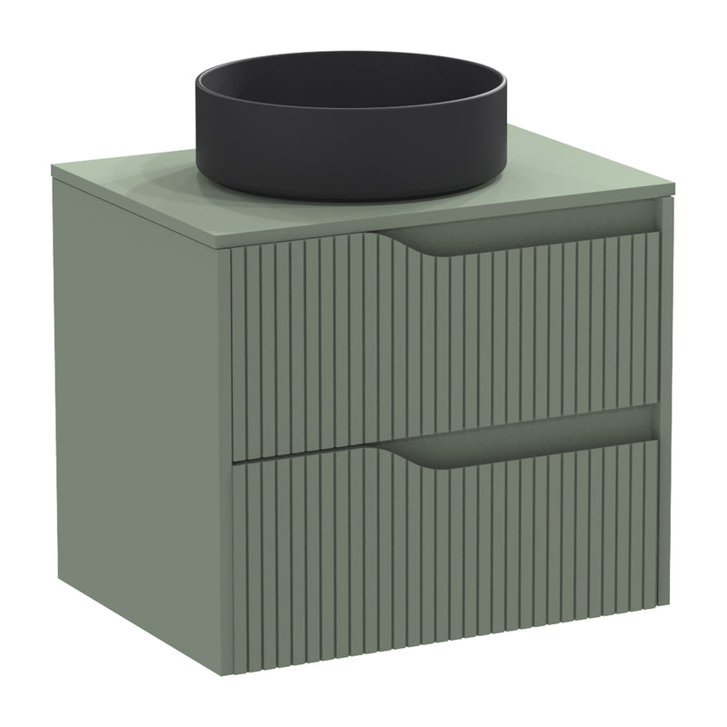 Bathroom furniture Soho 60 Green 2 drawer-worktop-mounted washbasin matt Black