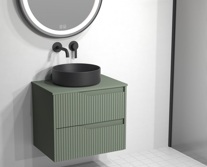 Bathroom furniture Soho 60 Green 2 drawer-worktop-mounted washbasin matt Black