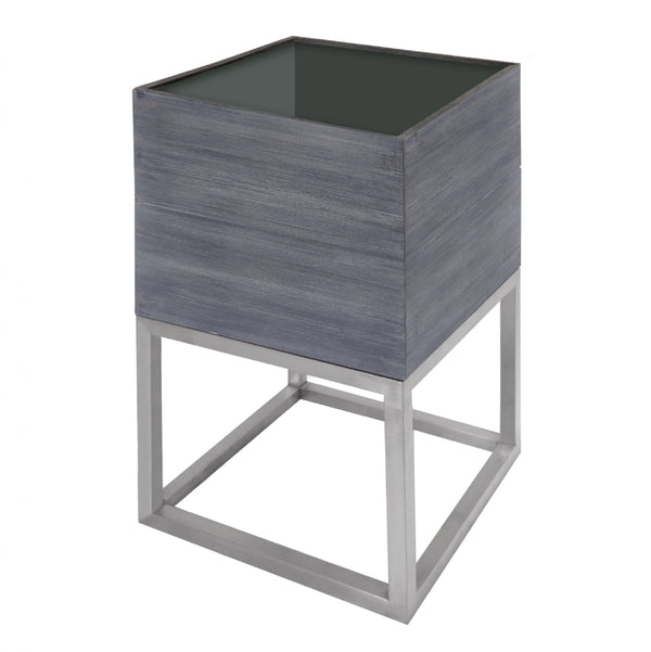 Jardinière carrée Lignum Acacia FSC 35 x 35 cm + cadre inox 35 x 35 cm