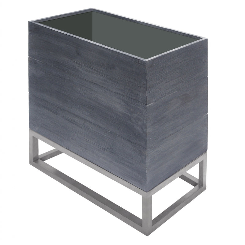 Rectangular planter Lignum Acacia FSC 60 x 30 cm + stainless steel frame 30 x 60 cm Brushed gray