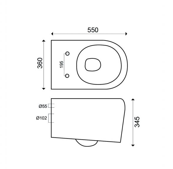 Arco wall-mounted toilet with Arco toilet seat soft close and quick release gloss white