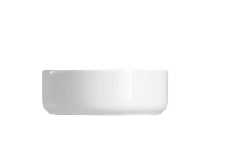 Lavabo AquaVik rond Ørb en céramique à poser blanc 36x36x12 cm