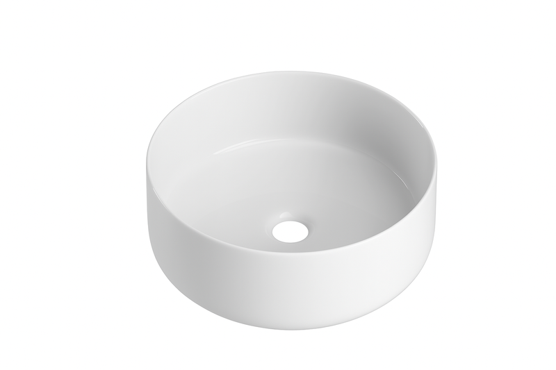 Lavabo AquaVik rond Ørb en céramique à poser blanc 36x36x12 cm
