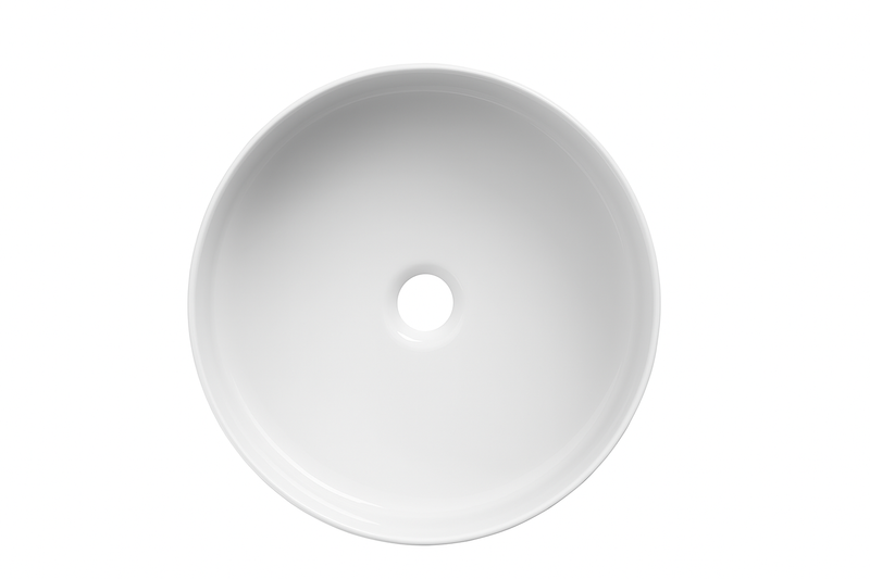 Lavabo AquaVik rond Ørb en céramique à poser blanc 36x36x12 cm