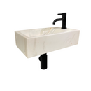Complete Fountain Set Carrara Natural Stone with Matte Black Tap and Drain Set by L'Aqua®