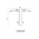EDA147.81 Aluminium Verdeel Strip T-Profiel - Mat Zilver - 22mm - 2,5m