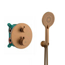 Robinet de douche thermostatique encastré 2 voies 20 cm avec douchette à main en cuivre