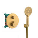 Robinet de douche thermostatique encastré 2 voies 20 cm avec douchette à main or brossé