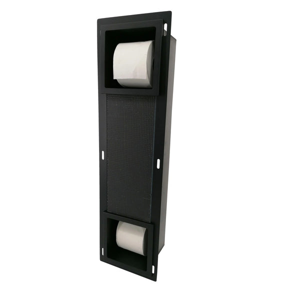 Inbouw toiletrol- & reservehouder RVS mat zwart by L'Aqua®