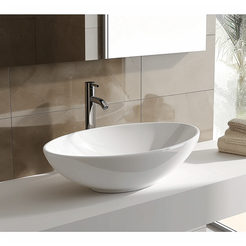 Vasque en céramique blanche par L'Aqua Ovaal 40,5 x 33 x 14,5 cm