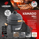 Landmann Kamado 16 inch Grijs - Keramische Houtskool BBQ - MLS Pizzasteen - Ø35,5 cm