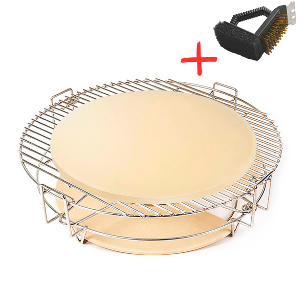 Landmann Kamado 16" inch Multi-Level System uitbreidingsset met Halfmoon steen met gratis 3-in-1 grillborstel