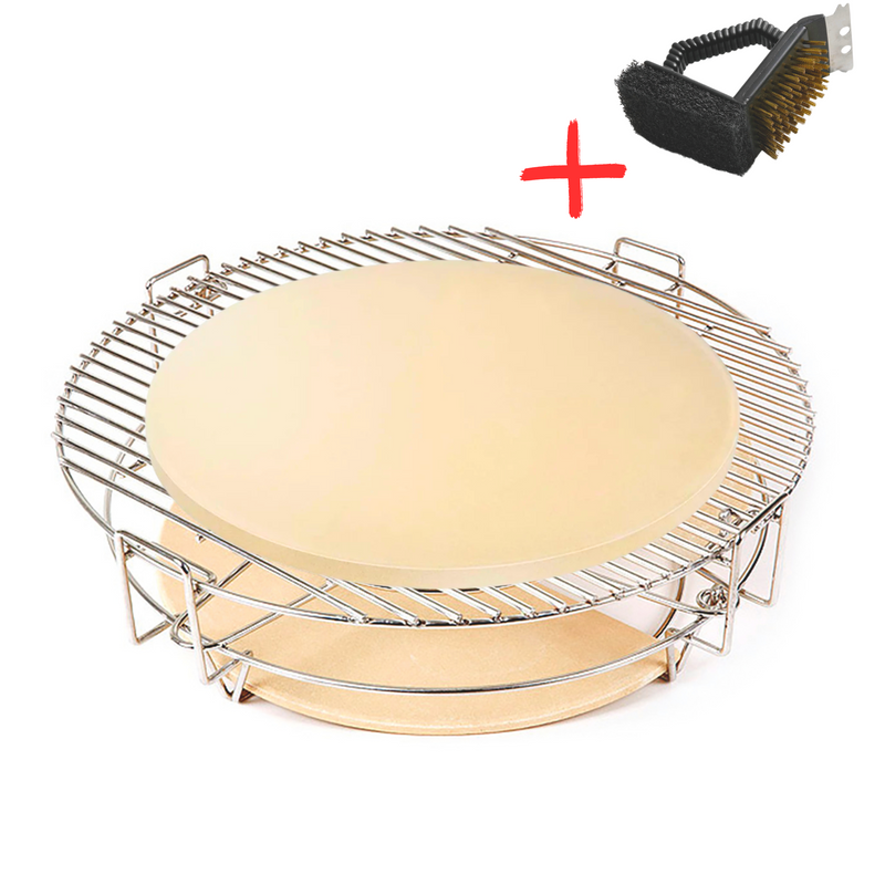 Landmann Kamado 16" inch Multi-Level System extension set with Halfmoon stone with free 3-in-1 grill brush 