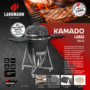 Landmann Kamado 22 inch Large Grijs - Keramische Houtskool BBQ met Trolley - MLS Pizzastenen - Ø48 cm