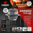 Landmann Kamado 26 inch XXL met Tafel Grijs - Keramische Houtskool BBQ - MLS Pizzastenen - Ø57 cm