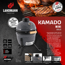 Landmann mini Kamado 13 pouces Gris - Barbecue Compact au Charbon de Bois en Céramique - Ø27 cm