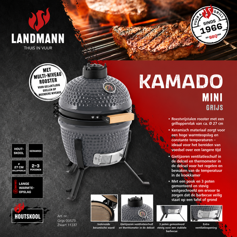 バーベキュー LANDMANN Landmann Mini Kamado 13 inch - Compact BBQ for Balcony | iWoon