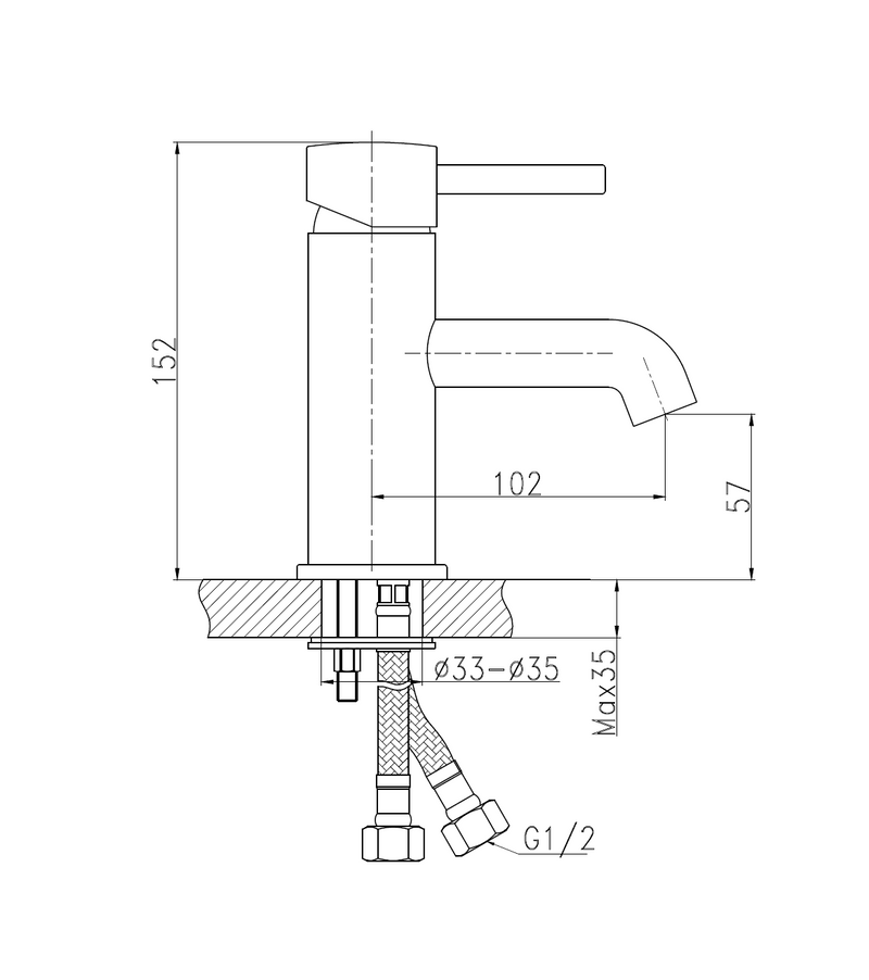 L'Aqua Wastafelkraan Lara thermostatisch