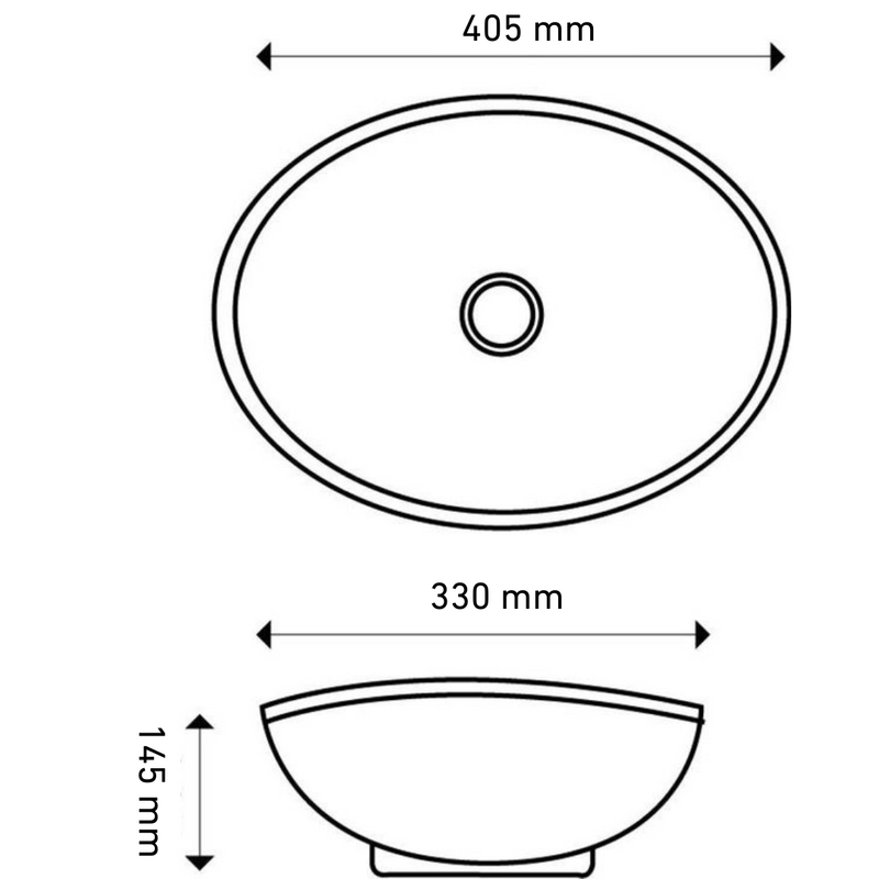 Ceramic wash basin white by L'Aqua Ovaal 40.5 x 33 x 14.5 cm