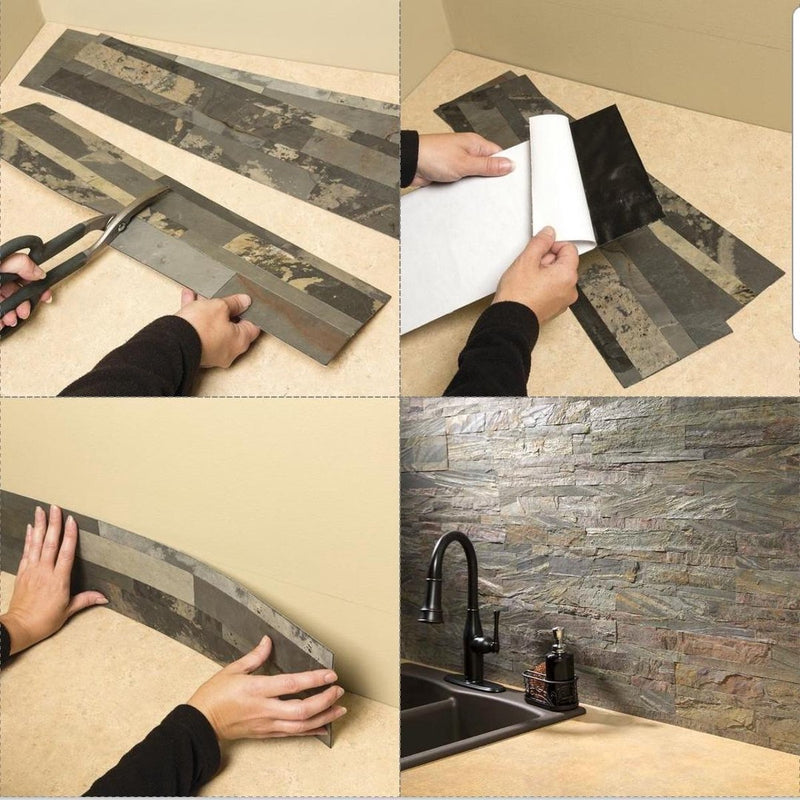 Natural Stone Adhesive Strip Slimline Metal Frost 15x60 cm self-adhesive wall decoration