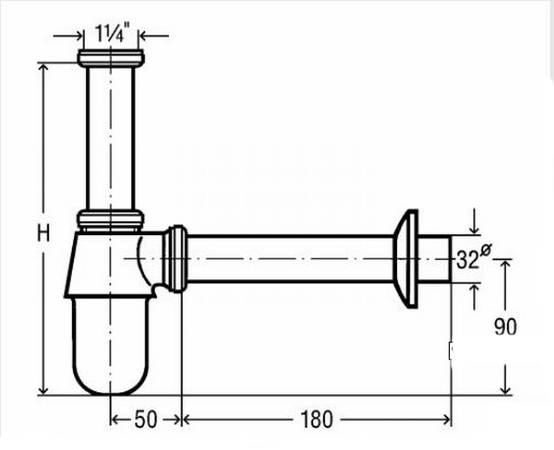 Jeu de siphons Esben Click Plug avec trou de trop-plein avec bouchon en plastique, siphon à coupelle