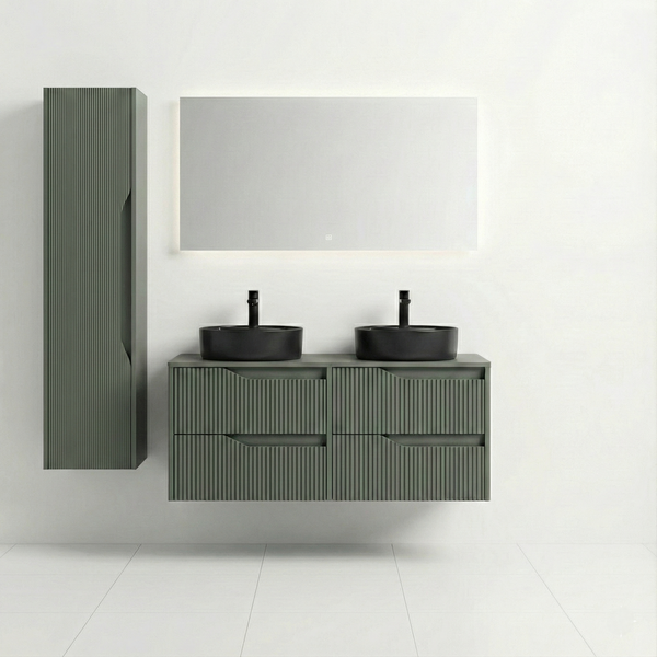 bm Soho 120 vert 2x 2 tiroirs+plan de travail+2xvasque m-noir