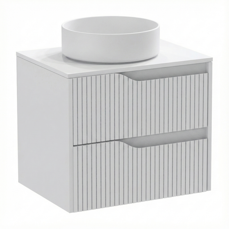 bm Soho 60 white 2 drawer-worktop-surface washbasin matt white