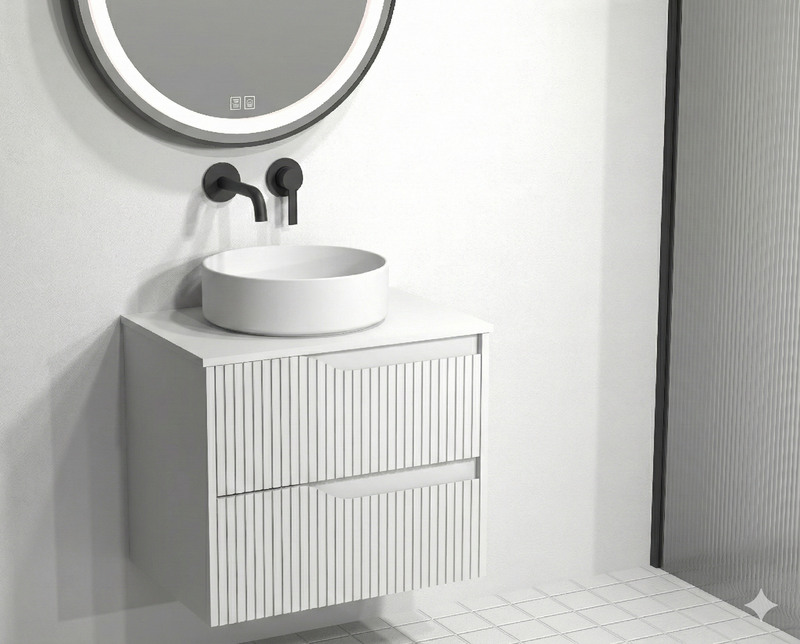 bm Soho 60 white 2 drawer-worktop-surface washbasin matt white