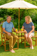 Garden Bench Loveseat Set 2 Persons Acacia Wood With Table Parasol Hole Foldable 141x61x87 cm