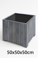 Square planter L Lignum Acacia FSC 50 x 50 cm Gray