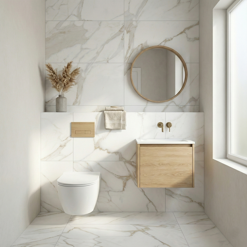 Vloertegel Calacatta Jade Wit 60x120 cm Rechthoek – Mat Gerectificeerd – Marmerlook met Grijze Adering