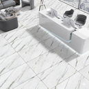 Carrelage de sol rectangulaire Calacatta Verde mat sculpté 60 x 120 cm – Céramique rectifiée – Aspect marbre veiné brillant