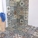 Nikea Sephia Grey Floor Tile 20x20 cm Square - Matt Porcelain - Victorian &amp; Moroccan Pattern Tile R10