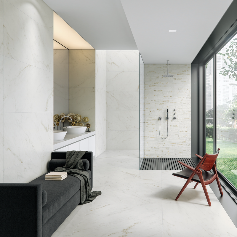 Floor tile Original Thassus 59x118 cm Rectangle - Porcelain Matte Rectified - Marble look White
