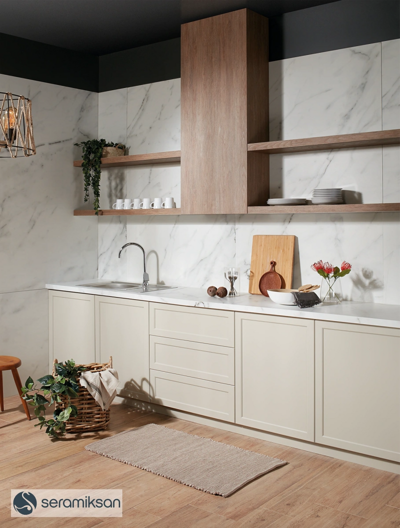 Carrelage de sol Calacata Shiny Marmi Blanc 60x120 cm