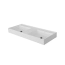 Wonda Square wastafel, 2 Wasbakken, met overloop, zonder kraangaten, kunstmarmer, 120 × 12 × 52,5 cm – Mat wit