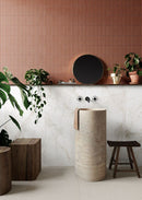 Carrelage mural Deco Lingot Corail 32x62,5 cm Rectangle - Porcelaine Semi-brillante Antigel - Teinte Terre Cuite Chaude