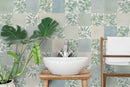 Wall tile Flora Mix 20x20 cm Square - Ceramic Matt - Decor Pattern tile green