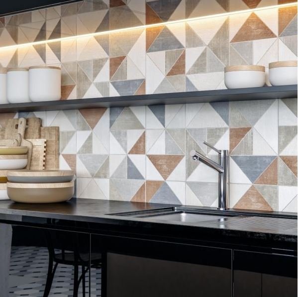 Wall tile Mundi geom colors 34 x 66.5 cm