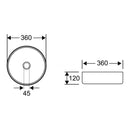 AquaVik Washbasin Round Ørb Ceramic Surface-mounted White 36x36x12 cm