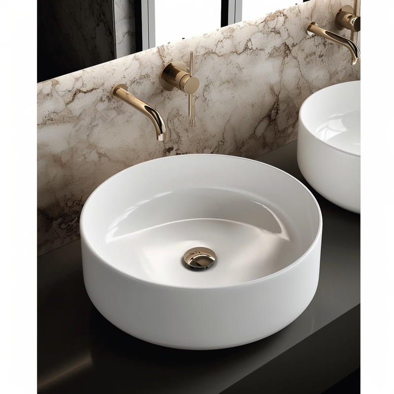 Vasque en céramique blanche de L'Aqua Rond 36 x 36 x 12 cm