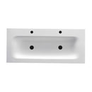 Wonda Round Slim wastafel, 1 wasbak, met overloop, 2 kraangaten, kunstmarmer, 120 × 1,6 × 52,5 cm – Mat wit